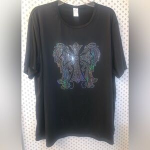 🩷🖤STUNNING PLUS SIZE 5X PULLOVER ANGEL WINGS WITH CENTER CROSS TOP!🩷🖤